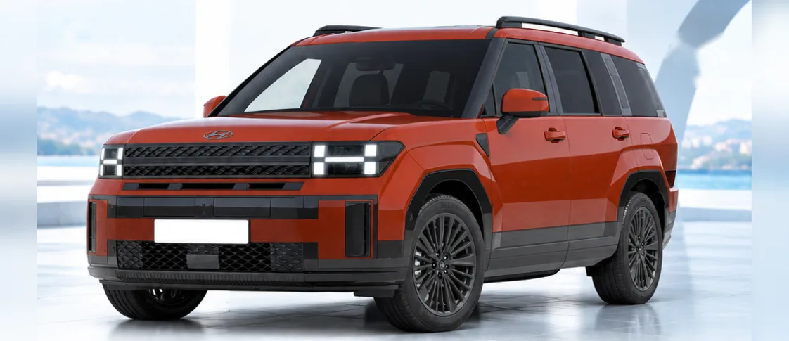 Hyundai Santa Fe, front three-quarter view. Image for illustration; specification and colour may differ.