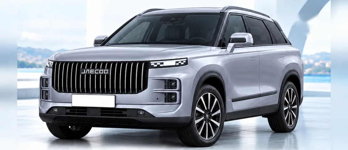 Jaecoo 7, front three-quarter view. Image for illustration; specification and colour may differ.