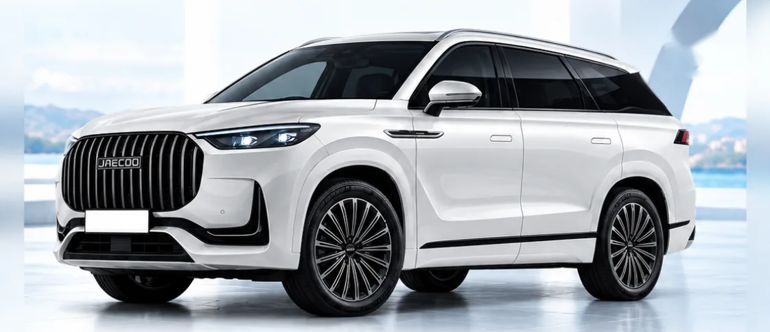 Jaecoo 8, front three-quarter view. Image for illustration; specification and colour may differ.