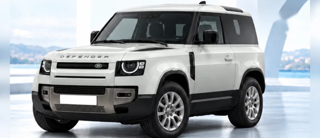Land Rover Defender 90, front three-quarter view. Image for illustration; specification and colour may differ.