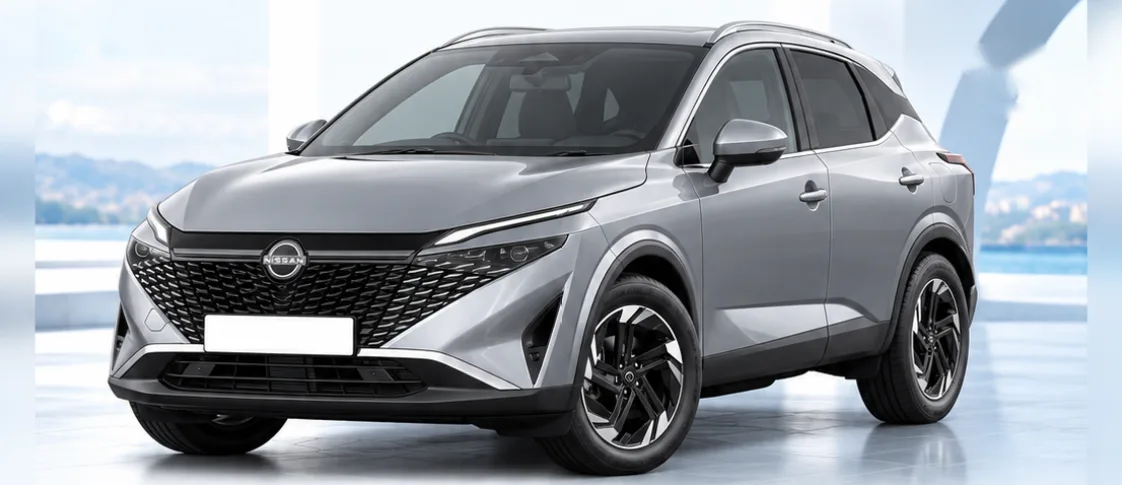 Nissan Qashqai, front three-quarter view. Image for illustration; specification and colour may differ.