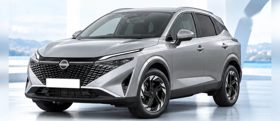 Nissan Qashqai, front three-quarter view. Image for illustration; specification and colour may differ.