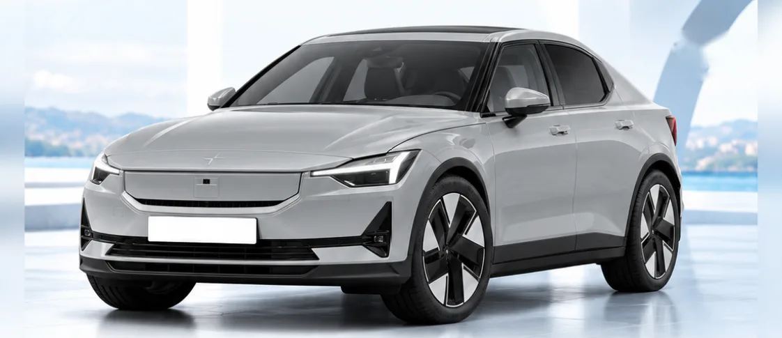 Polestar 2, front three-quarter view. Image for illustration; specification and colour may differ.