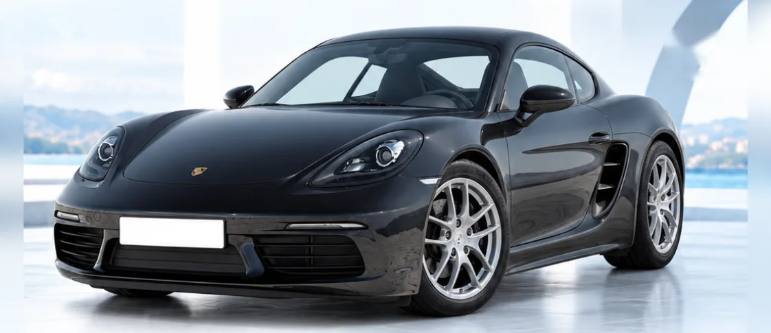 Porsche 718 Cayman, front three-quarter view. Image for illustration; specification and colour may differ.