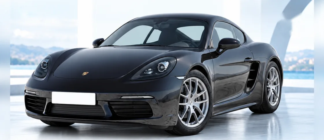 Porsche 718 Cayman, front three-quarter view. Image for illustration; specification and colour may differ.